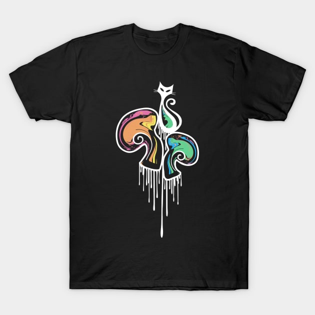 Trippy Mushroom Cat T-Shirt by katiestack.art